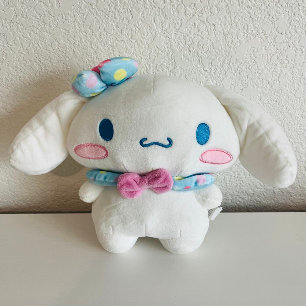 Sanrio Cinnamoroll White Blue Pink Bow Plush Stuffed Animal 8"